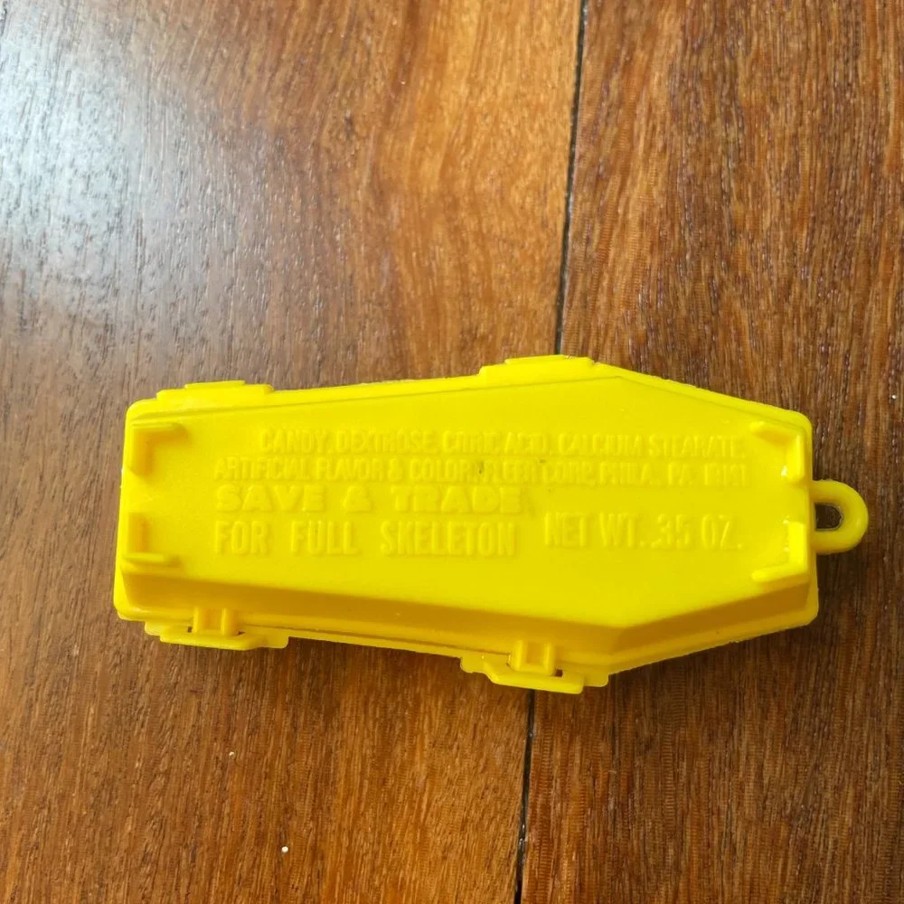 Three (3) Yellow Vintage Candy Containers - Garbage Can, Fire Hydrant & Coffin